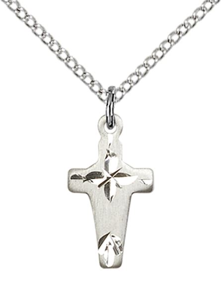STERLING SILVER CROSS PENDANT WITH CHAIN - 5/8" x 3/8"