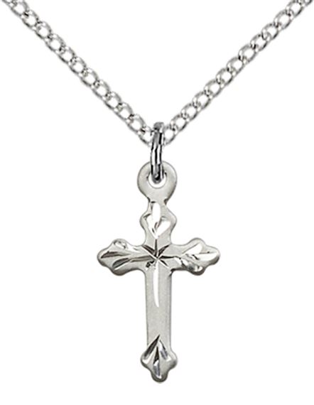 STERLING SILVER CROSS PENDANT WITH CHAIN - 5/8" x 3/8"