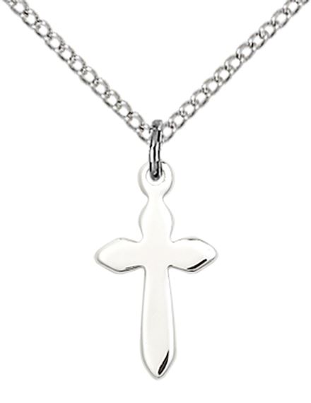 STERLING SILVER CROSS PENDANT WITH CHAIN - 5/8" x 3/8"