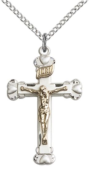 GF-SS CRUCIFIX PENDANT WITH CHAIN - 1 1/8" x 5/8"