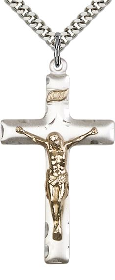 GF-SS CRUCIFIX PENDANT WITH CHAIN - 1 5/8" x 7/8"
