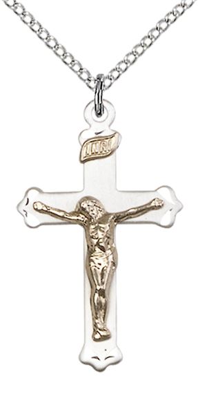 GF-SS CRUCIFIX PENDANT WITH CHAIN - 1 1/8" x 5/8"