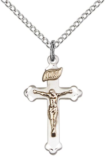 GF-SS CRUCIFIX PENDANT WITH CHAIN - 7/8" x 1/2"