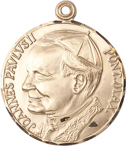 14KT GOLD ST JOHN PAUL II MEDAL - 1 1/4" x 1 1/8"