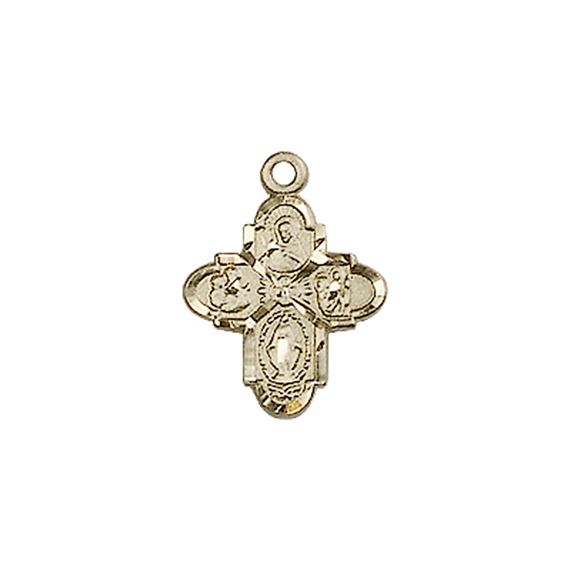 14KT GOLD 4-WAY MEDAL - 5/8" x 3/8"