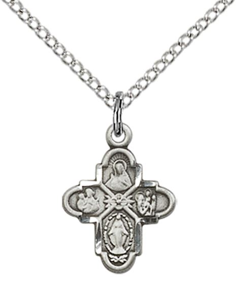 STERLING SILVER 4-WAY PENDANT WITH CHAIN - 5/8" x 3/8"
