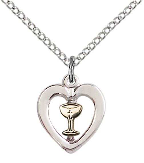 GF-SS HEART - CHALICE PENDANT WITH CHAIN - 1/2" x 3/8"