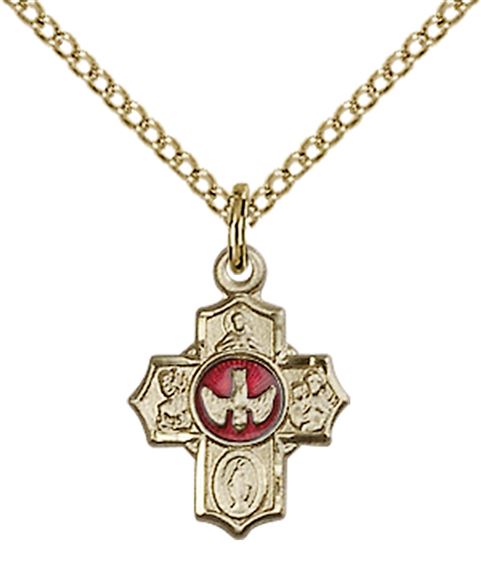 14KT GOLD FILLED 5-WAY PENDANT WITH CHAIN - 1/2" x 3/8"
