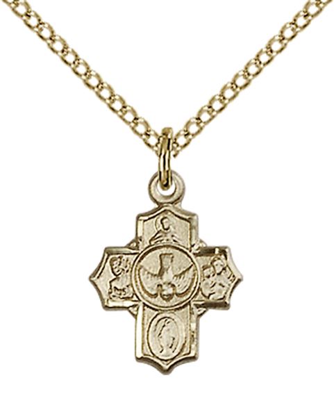 14KT GOLD FILLED 5-WAY PENDANT WITH CHAIN - 1/2" x 3/8"