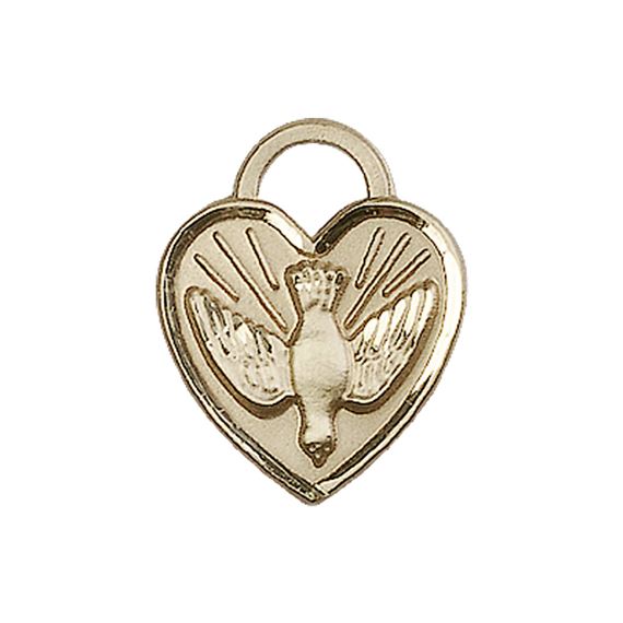 14KT GOLD CONFIRMATION HEART MEDAL - 3/4" x 5/8"