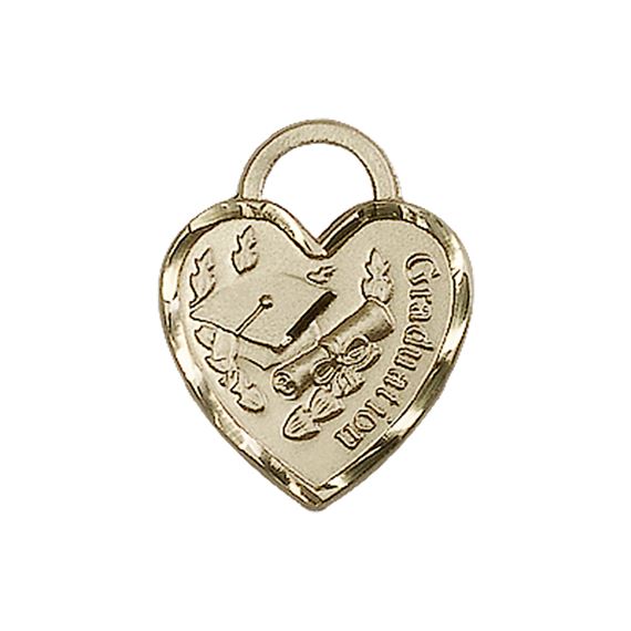 14KT GOLD GRADUATION HEART MEDAL - 3/4" x 5/8"