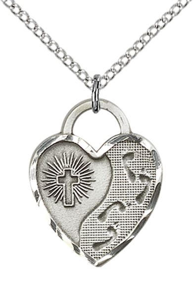 STERLING SILVER FOOTPRINTS HEART PENDANT WITH CHAIN - 3/4" x 5/8"