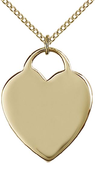14KT GOLD FILLED HEART PENDANT WITH CHAIN - 1" x 3/4"