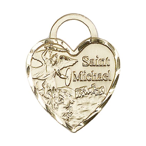 14KT GOLD ST MICHAEL THE ARCHANGEL MEDAL - 1" x 3/4"