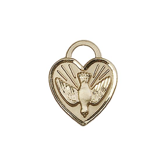14KT GOLD CONFIRMATION HEART MEDAL - 5/8" x 1/2"
