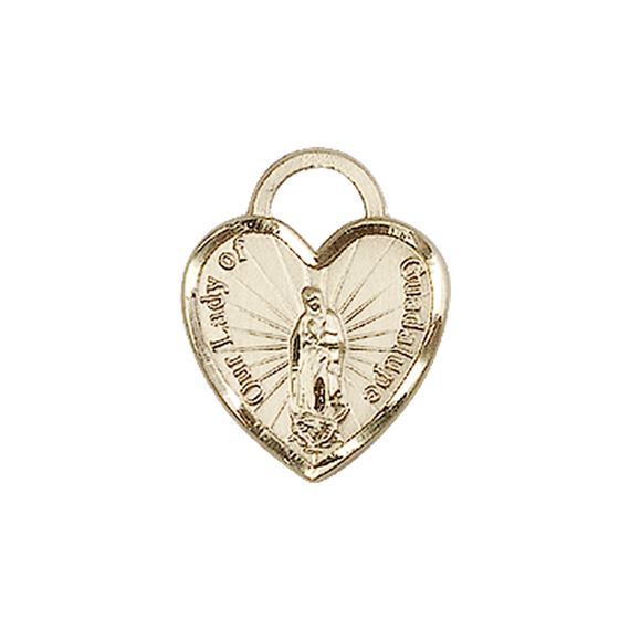 14KT GOLD OUR LADY OF GUADALUPE HEART MEDAL