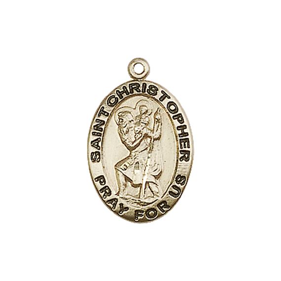14KT GOLD ST CHRISTOPHER MEDAL - 3/4" x 1/2"