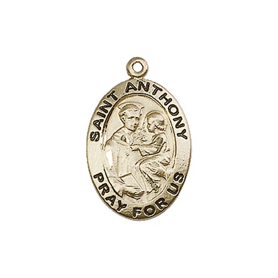 14KT GOLD ST ANTHONY OF PADUA MEDAL - 3/4" x 1/2"