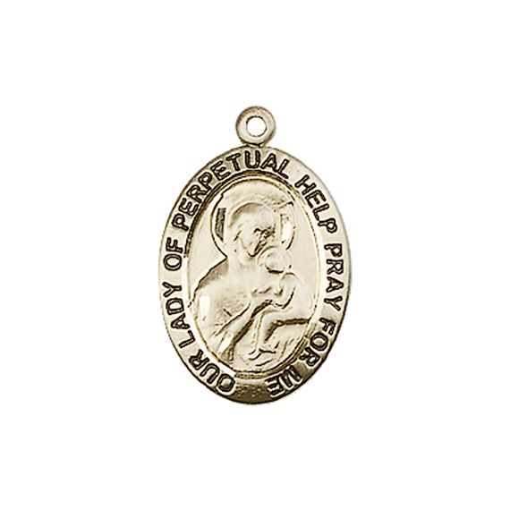 14KT GOLD OUR LADY OF PERPETUAL HELP MEDAL - 3/4" x 1/2"