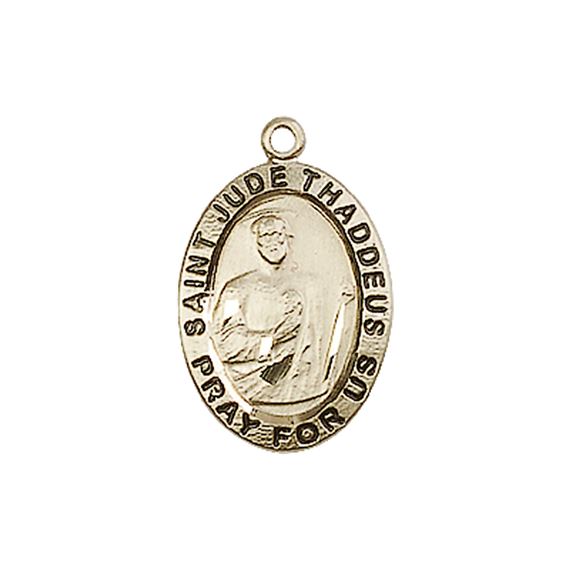 14KT GOLD ST JUDE MEDAL - 3/4" x 1/2"