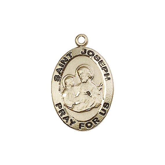 14KT GOLD ST JOSEPH MEDAL - 3/4" x 1/2"