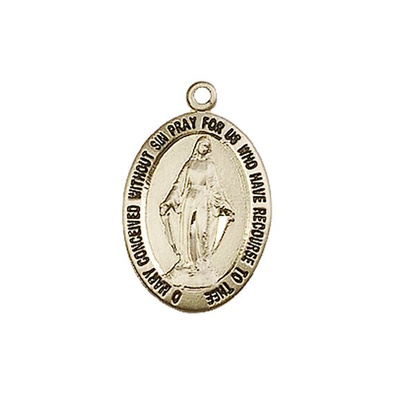 14KT GOLD MIRACULOUS MEDAL - 3/4" x 3/8"