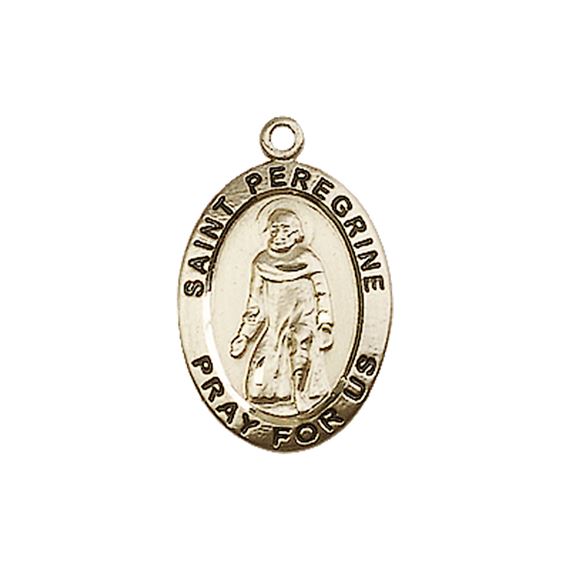 14KT GOLD ST PEREGRINE MEDAL - 3/4" x 1/2"