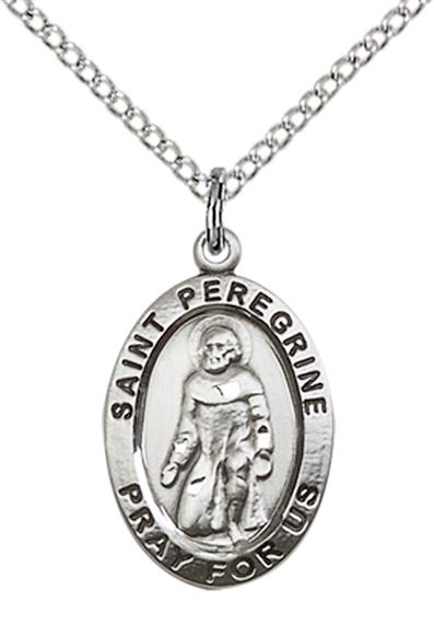 STERLING SILVER ST PEREGRINE PENDANT WITH CHAIN - 3/4" x 1/2"