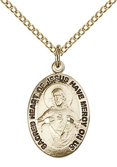 14KT GOLD FILLED SCAPULAR PENDANT WITH CHAIN - 3/4" x 3/8"