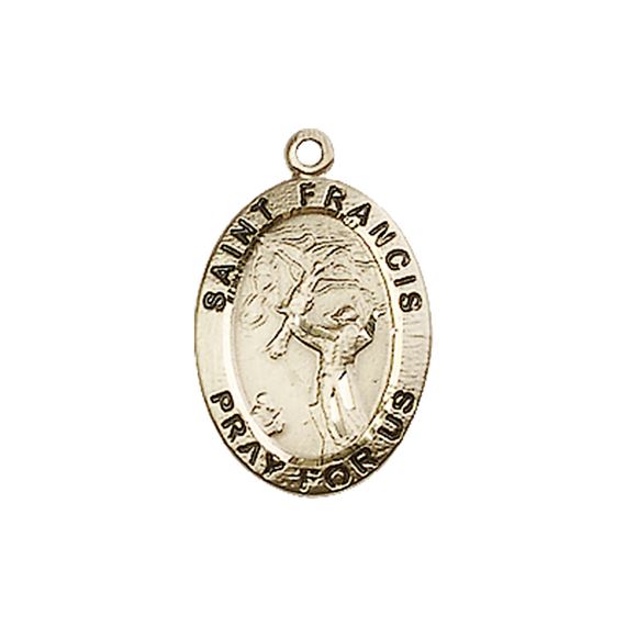 14KT GOLD ST FRANCIS OF ASSISI MEDAL - 3/4" x 1/2"