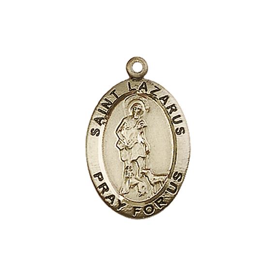 14KT GOLD ST LAZARUS MEDAL - 3/4" x 1/2"