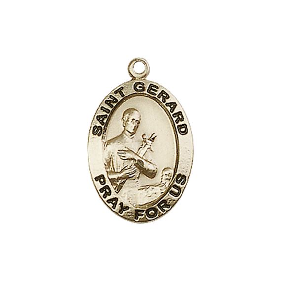 14KT GOLD ST GERARD MAJELLA MEDAL - 3/4" x 1/2"