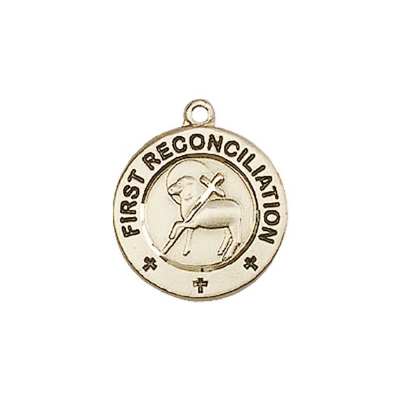 14KT GOLD FIRST RECONCILIATION - PENANCE MEDAL - 5/8" x 1/2"