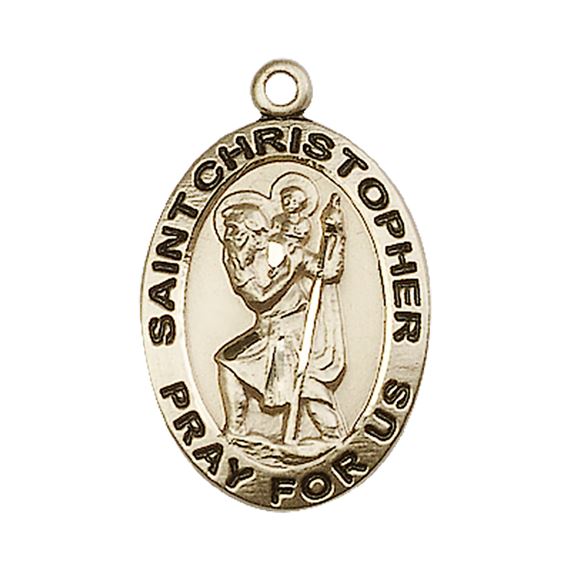 14KT GOLD ST CHRISTOPHER MEDAL - 1" x 5/8"