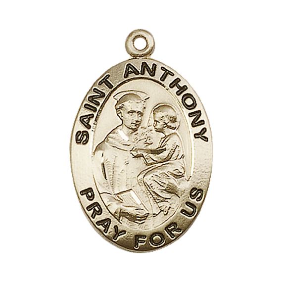 14KT GOLD ST ANTHONY OF PADUA MEDAL - 1" x 5/8"