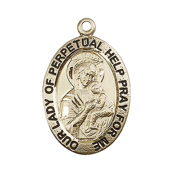 14KT GOLD OUR LADY OF PERPETUAL HELP MEDAL - 1" x 5/8"
