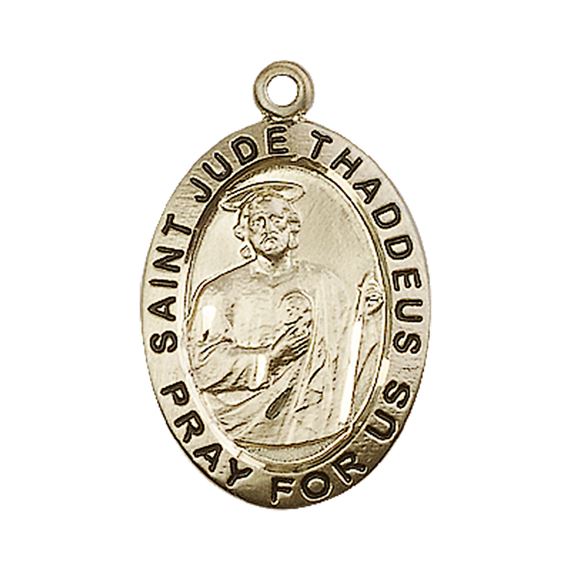 14KT GOLD ST JUDE MEDAL - 1" x 5/8"