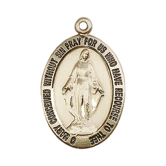 14KT GOLD MIRACULOUS MEDAL - 1" x 5/8"