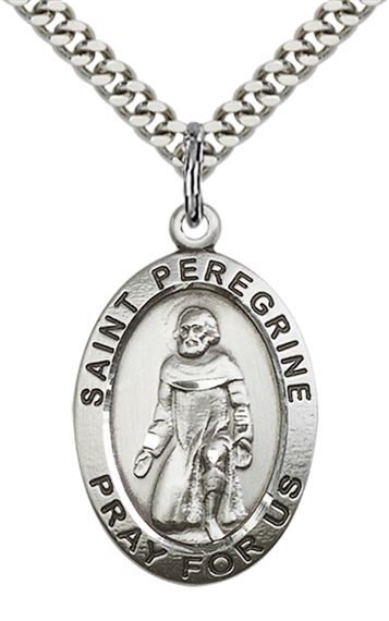 STERLING SILVER ST PEREGRINE PENDANT WITH CHAIN - 1" x 5/8"
