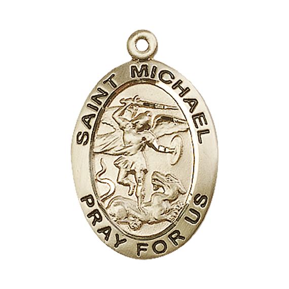 14KT GOLD ST MICHAEL THE ARCHANGEL MEDAL - 1" x 5/8"