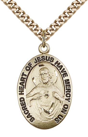 14KT GOLD FILLED SCAPULAR PENDANT WITH CHAIN - 1" x 5/8"
