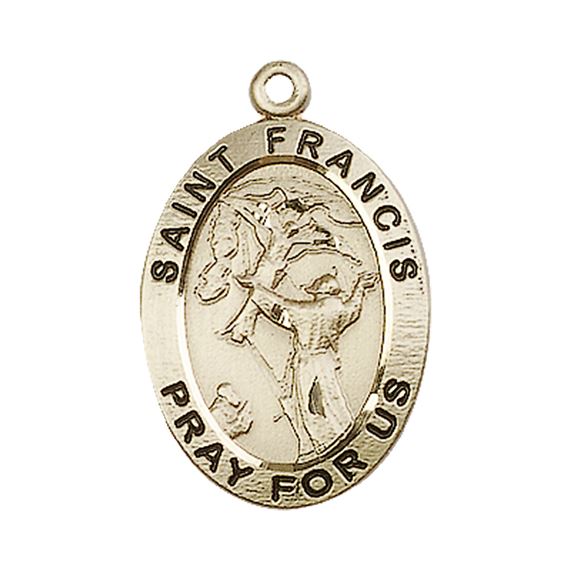 14KT GOLD ST FRANCIS OF ASSISI MEDAL - 1" x 5/8"