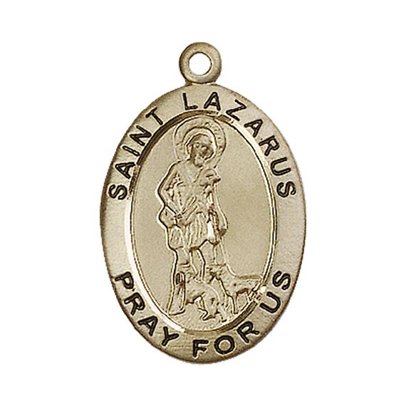 14KT GOLD ST LAZARUS MEDAL - 1" x 5/8"
