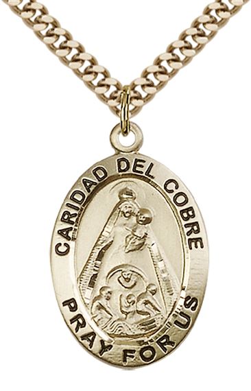 14KT GOLD FILLED CARIDAD DEL COBRE PENDANT WITH CHAIN