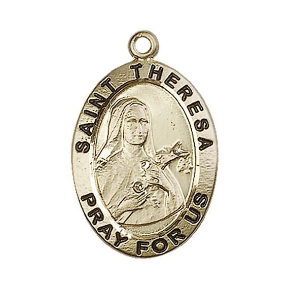 14KT GOLD ST THERESA MEDAL - 1" x 5/8"
