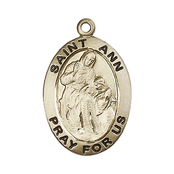 14KT GOLD ST ANN MEDAL - 1" x 5/8"