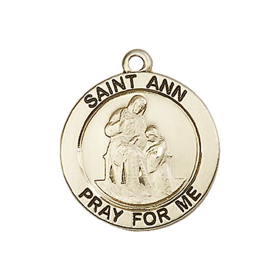 14KT GOLD ST ANN MEDAL - 3/4" x 3/4"