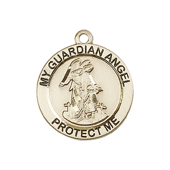 14KT GOLD GUARDIAN ANGEL MEDAL - 3/4" x 3/4"