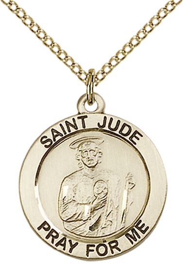 14KT GOLD FILLED ST JUDE PENDANT WITH CHAIN - 3/4" x 3/4"