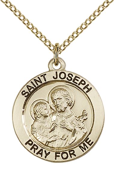 14KT GOLD FILLED ST JOSEPH PENDANT WITH CHAIN - 3/4" x 3/4"